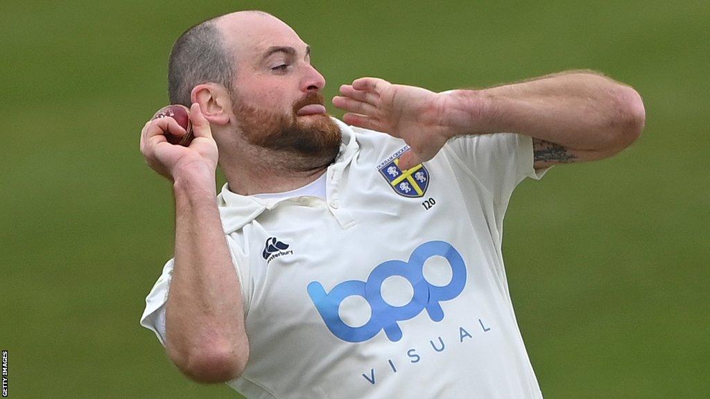 Ben Raine bowls for Durham