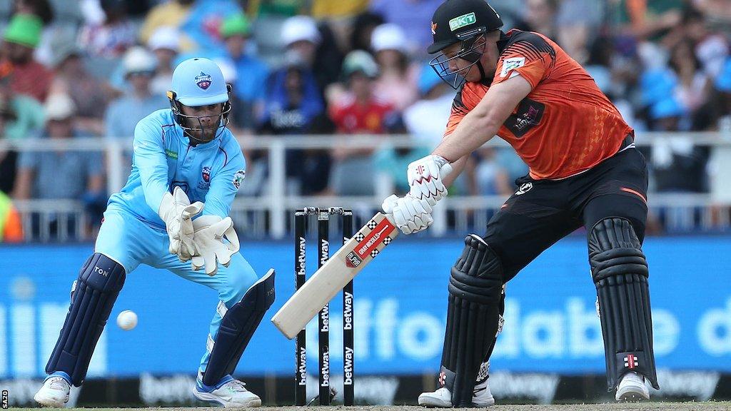 Sunrisers Eastern Cape's Adam Rossington hits a shot in the SA20 final