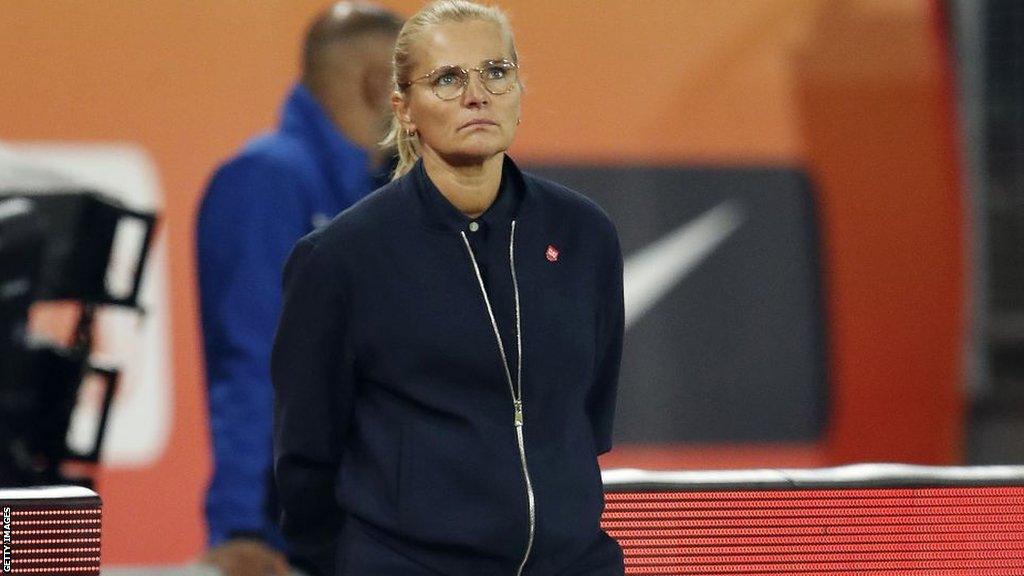 Sarina Wiegman reacts during England's defeat by the Netherlands