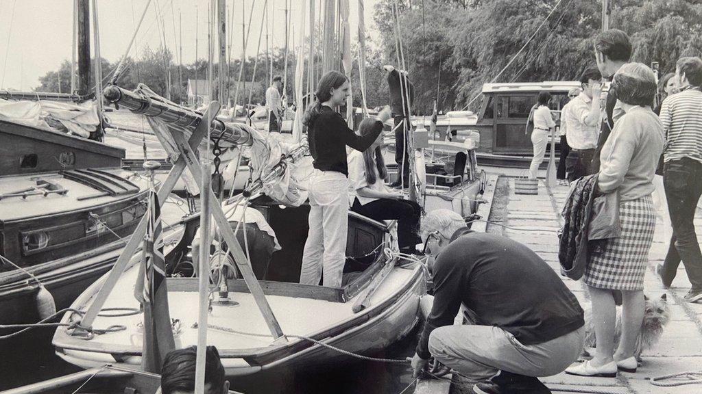 Black and white image of the sail boats