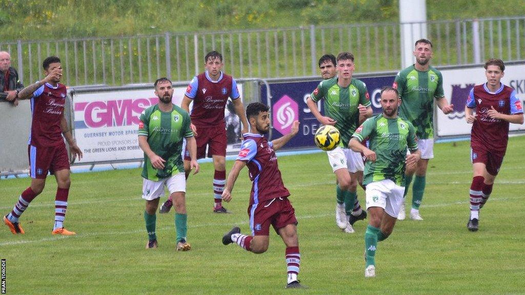 Guernsey FC players in action