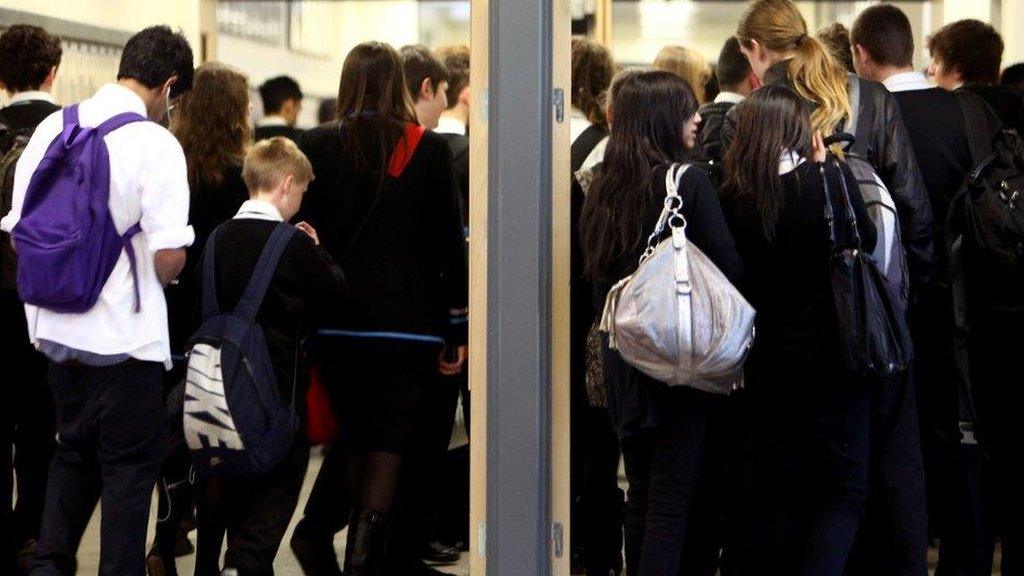 Secondary pupils in corridor