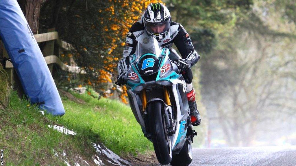 Michael Dunlop in action on his Supersport bike at Cookstown