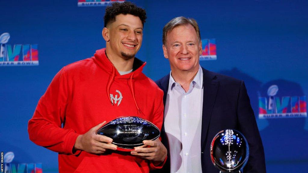 Patrick Mahomes with Roger Goodell