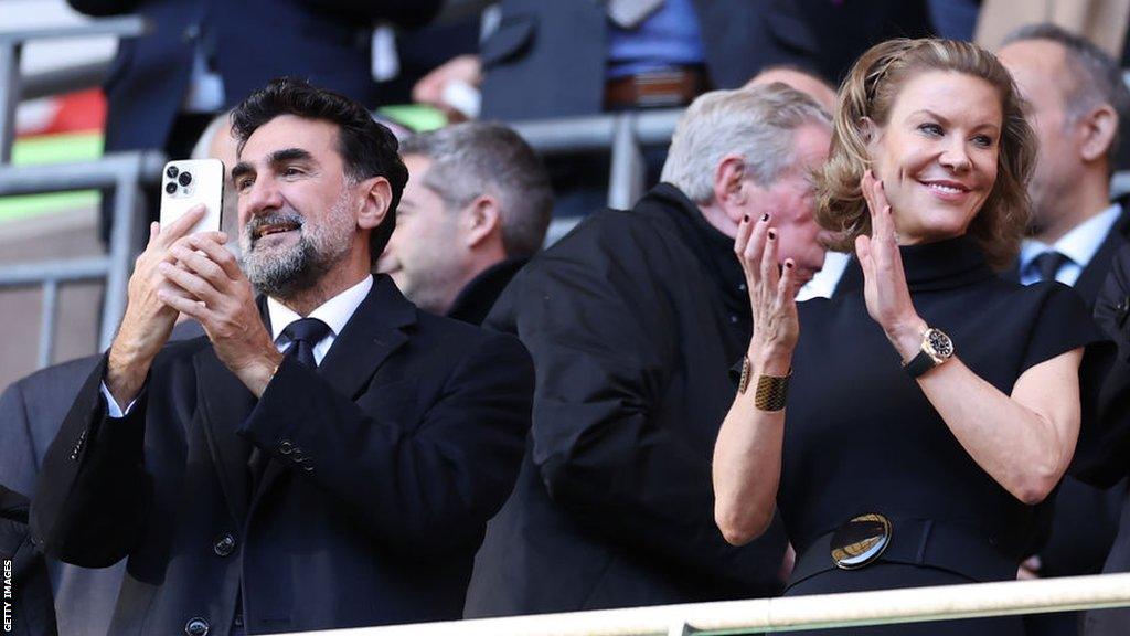 Newcastle chairman Yasir Al-Rumayyan and co-owner Amanda Staveley at the Carabao Cup final