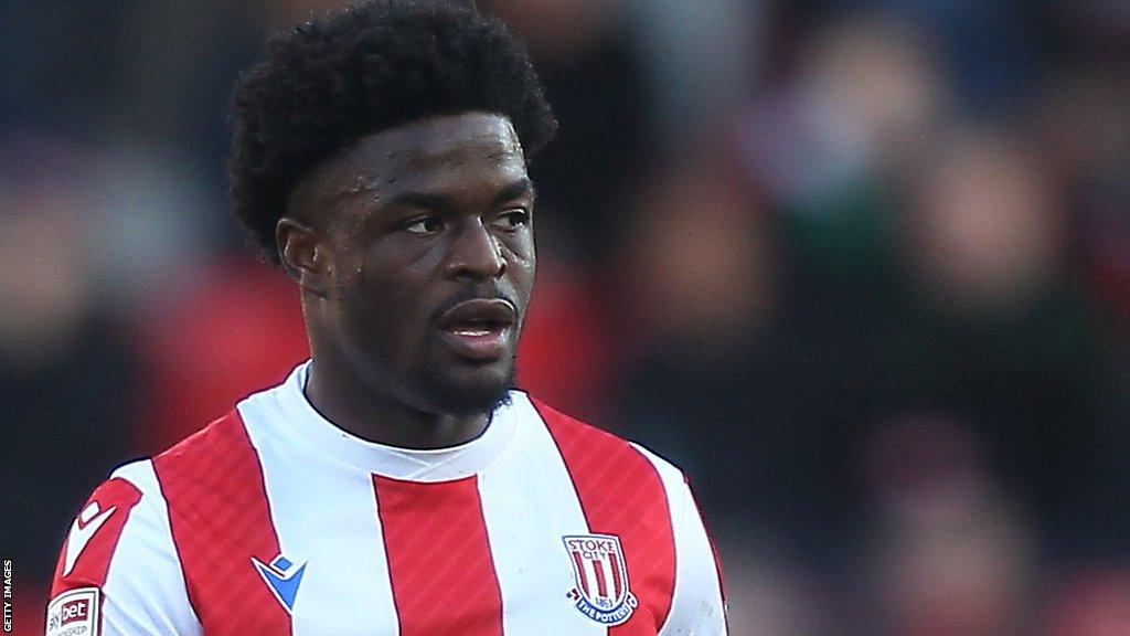 Josh Maja playing for Stoke