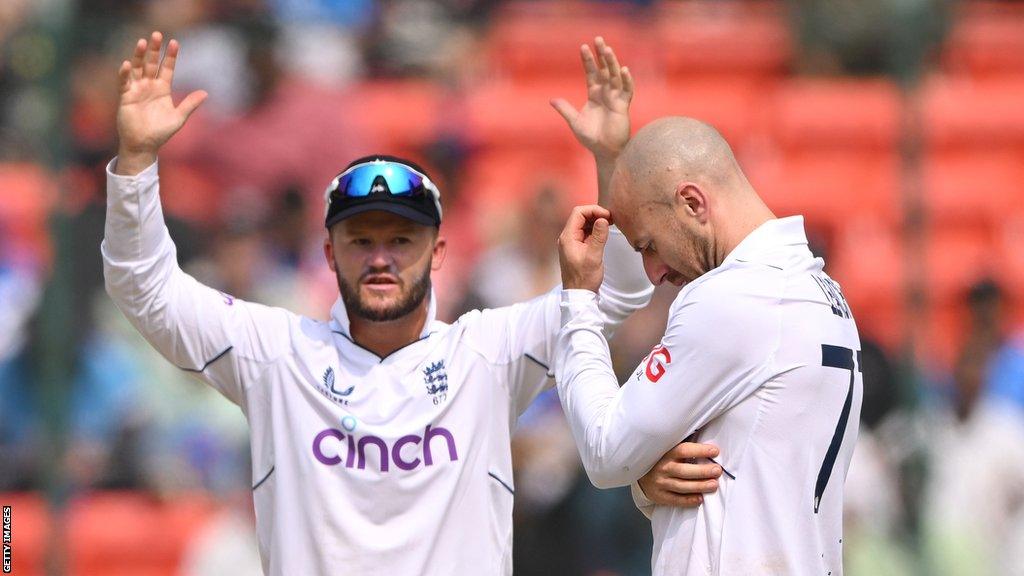 Jack Leach looks disappointed