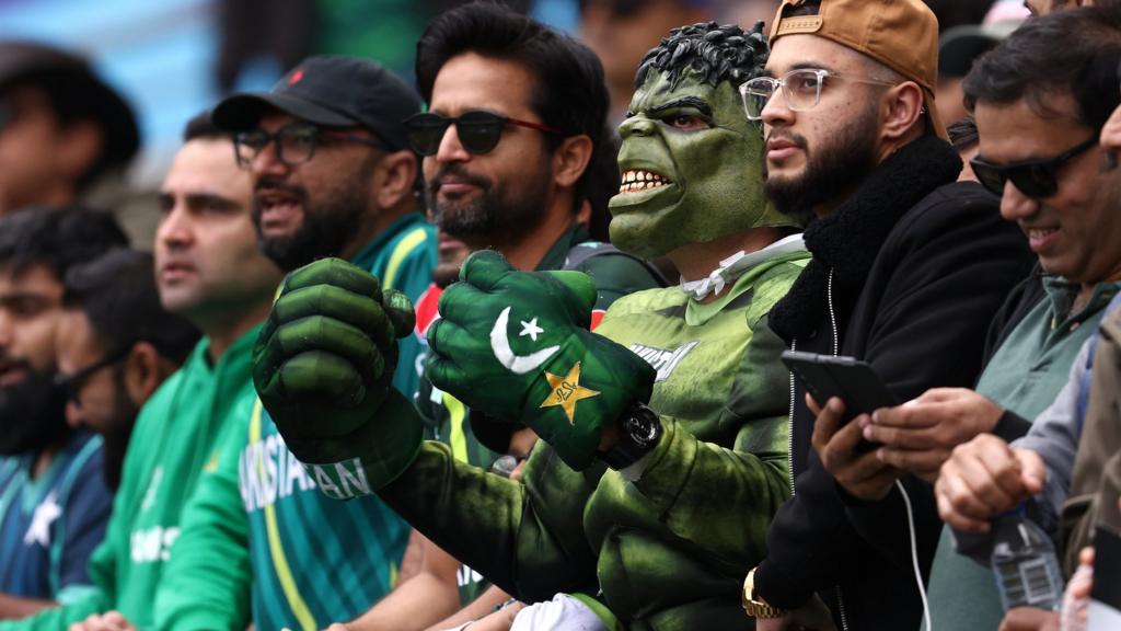 Pakistan fans, including one dressed as the Hulk