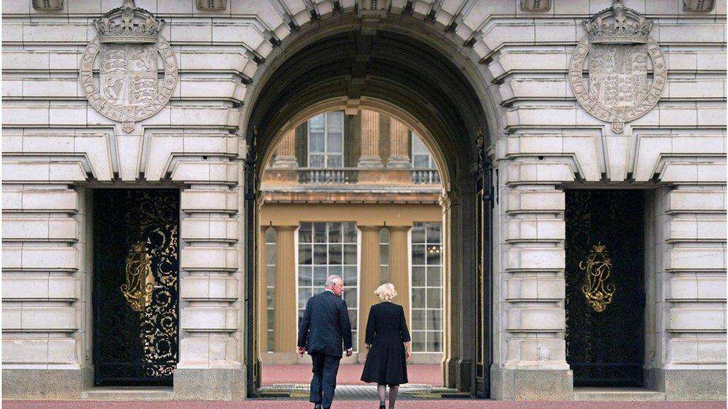 King Charles III enters Buckingham Palace for the first time as the new monarch, accompanied by the Queen Consort - Friday 9 September