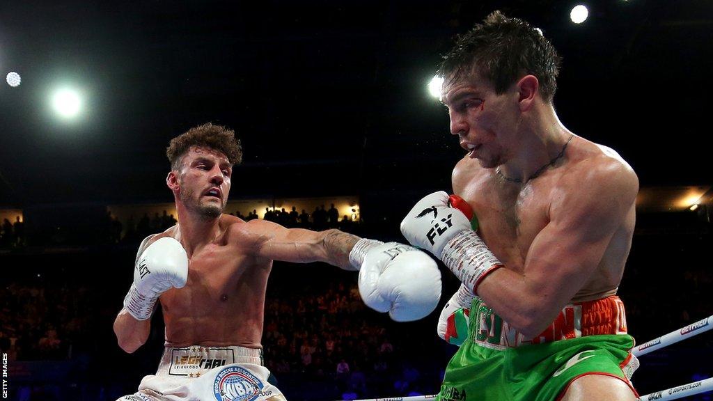 Leigh Wood and Michael Conlan in action during last year's world title fight in Nottingham