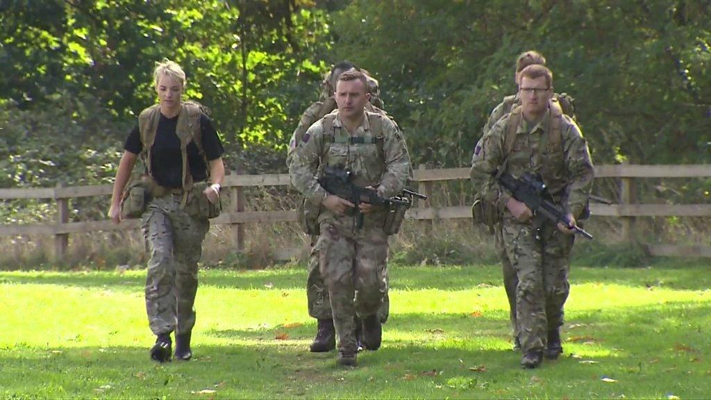 Soldiers taking part in a fitness exercise