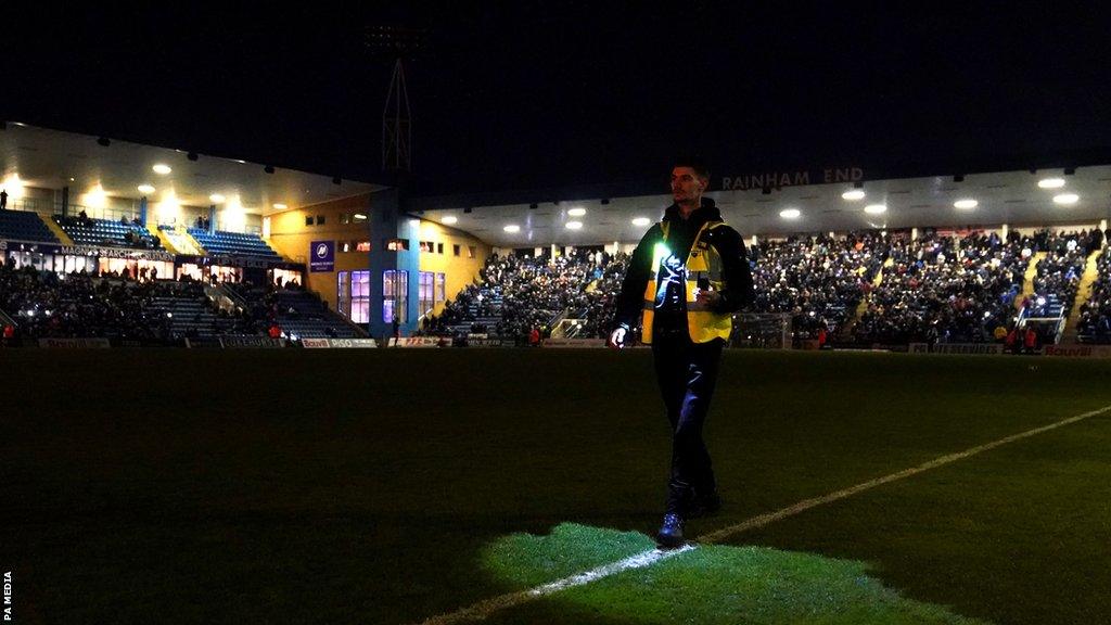 Floodlight failure at Gillingham