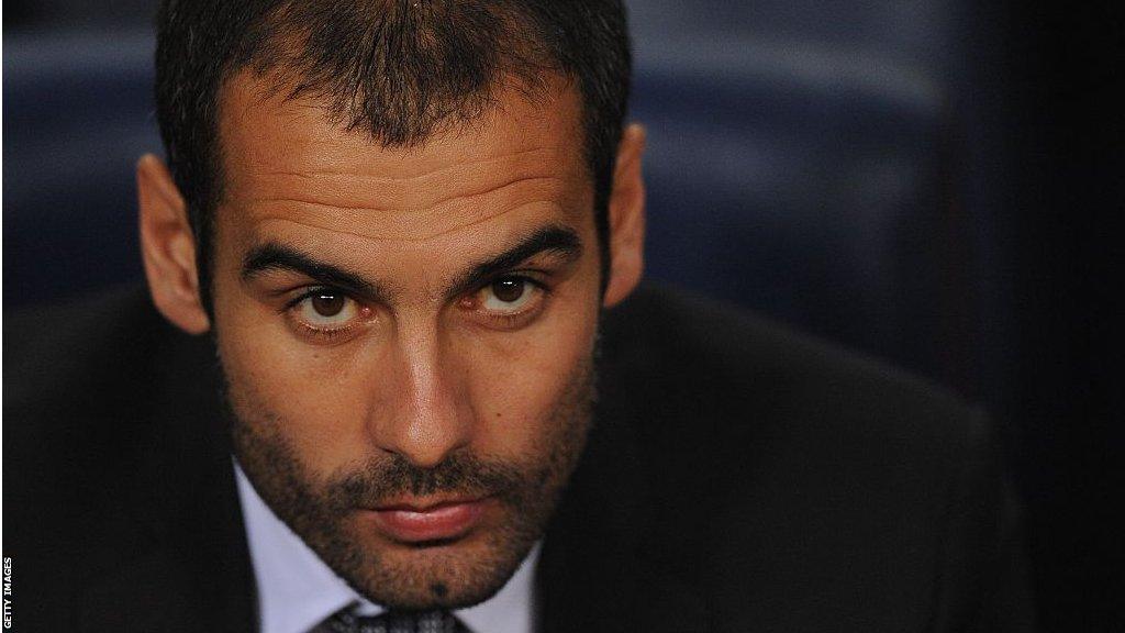 Pep Guardiola in the Barcelona dugout