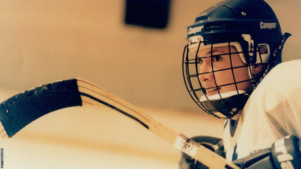 Justine Blainey playing ice hockey