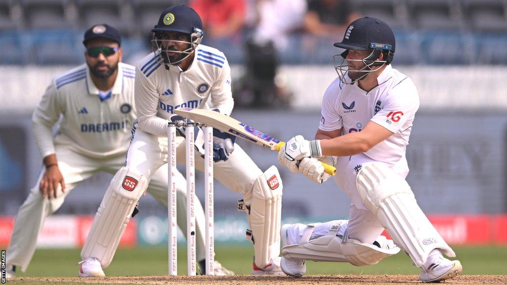 England captain Ben Duckett plays a shot during day one of the first Test against India