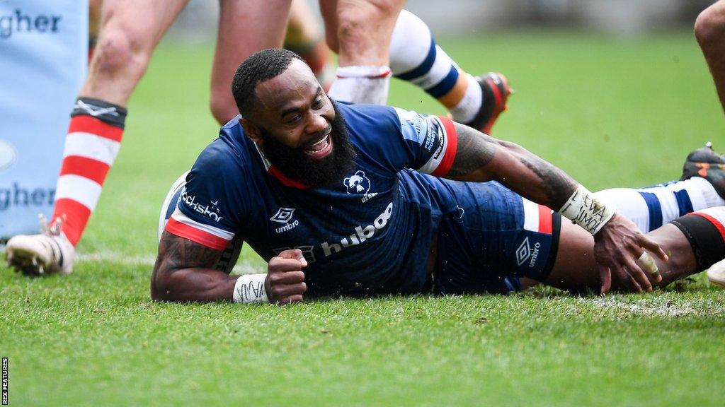 Winger Semi Radradra scored two tries on his final appearance for Bristol before leaving this summer