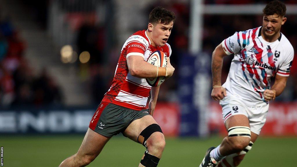 Seb Atkinson with the ball for Gloucester against Bristol