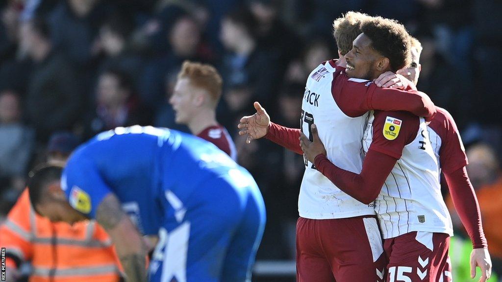 Northampton Town defender William Hondermarck celebrates his goal against Gillingham