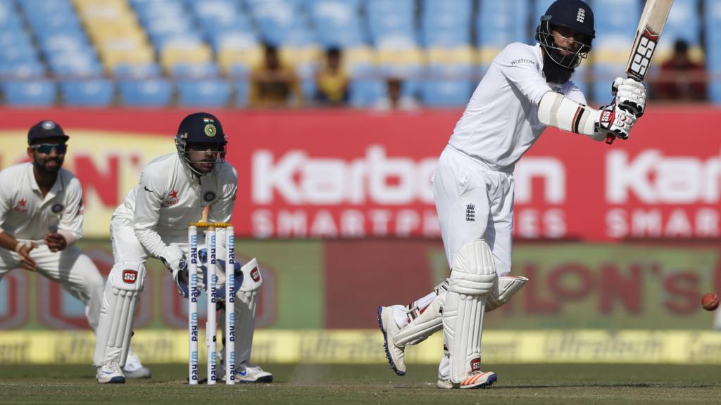 Moeen Ali plays a shot