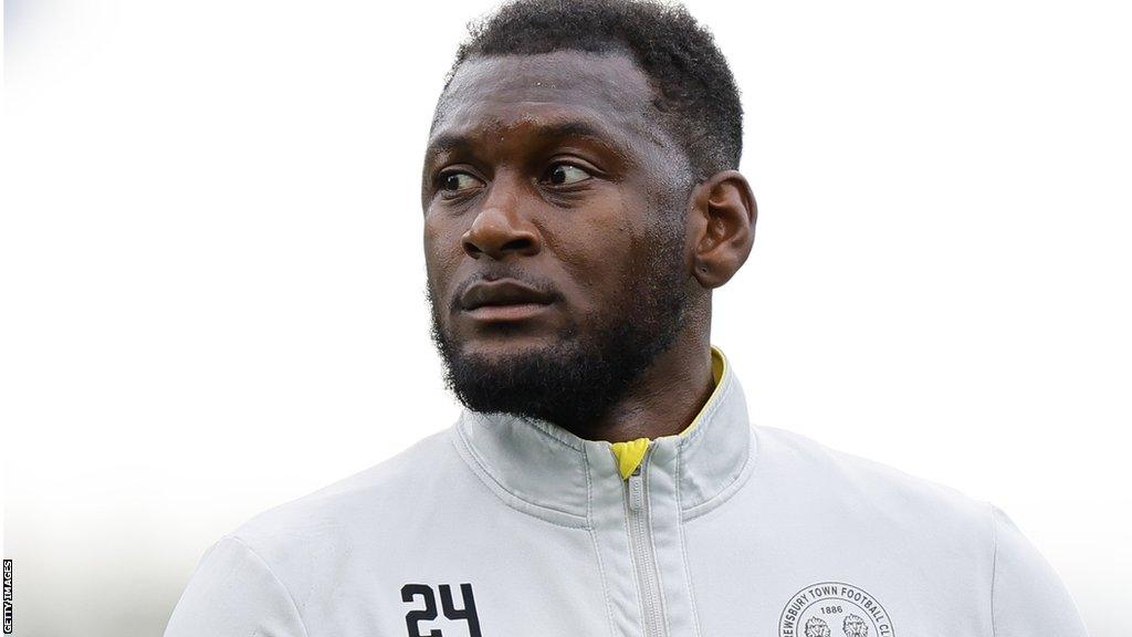 Aaron Pierre during warm up for Shrewsbury Town