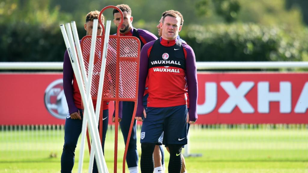 Wayne Rooney in training for England