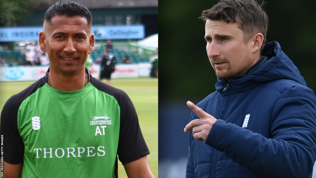 Split image of Leicestershire coach Alfonso Thomas (l to r) and James Taylor