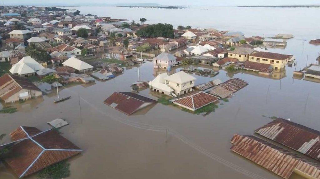 City in Nigeria under water after flooding