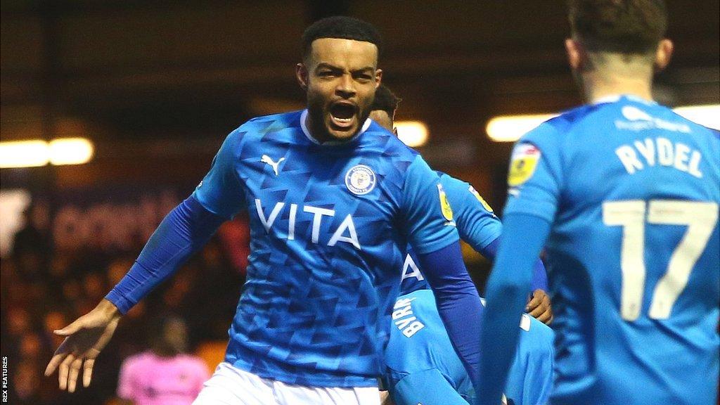 Ryan Johnson in action for Stockport County