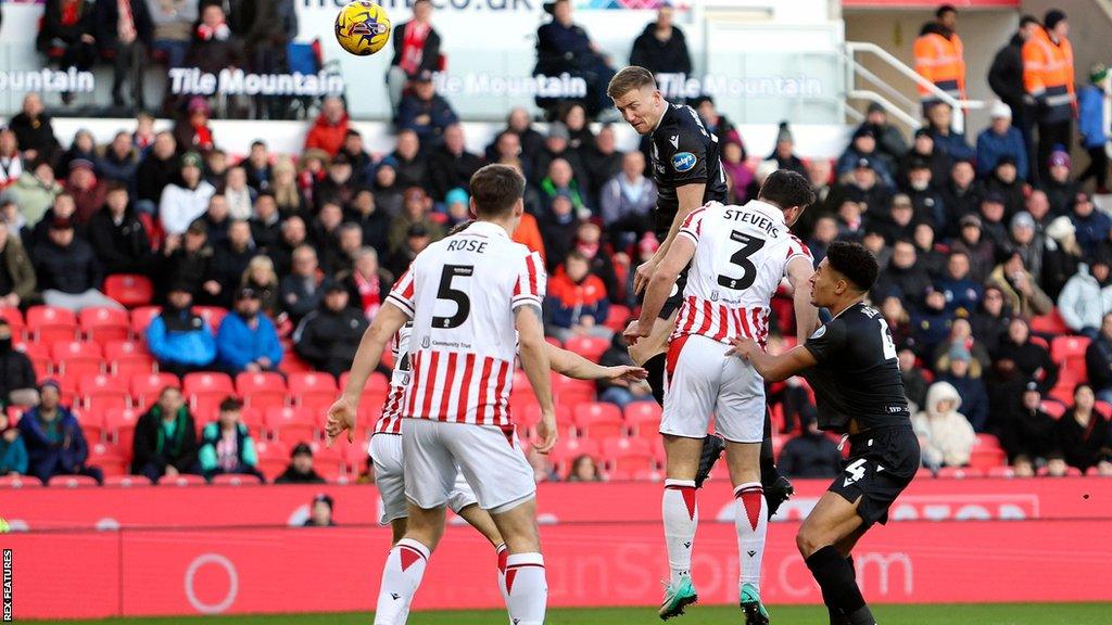 Blackburn Rovers defender Scott Wharton (16) scores a goal 0-1 during the EFL Sky Bet Championship match between Stoke City and Blackburn Rovers at the Bet365 Stadium, Stoke-on-Trent