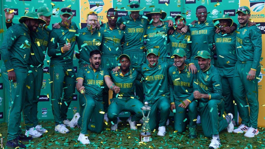 South Africa with the ODI series trophy