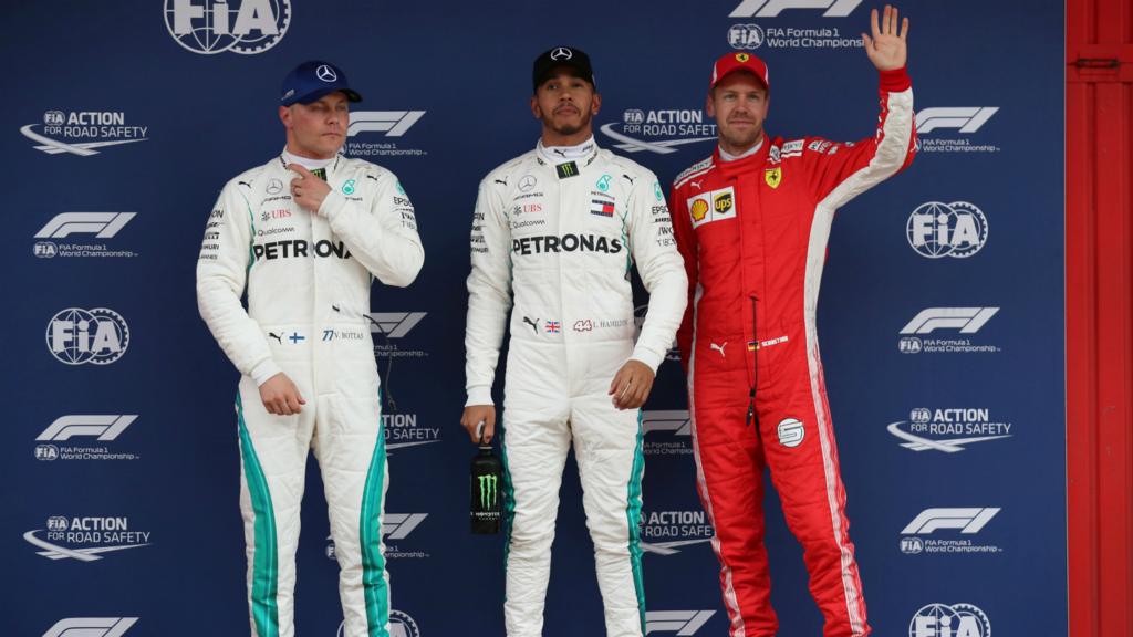 Valtteri Bottas, Lewis Hamilton and Sebastian Vettel