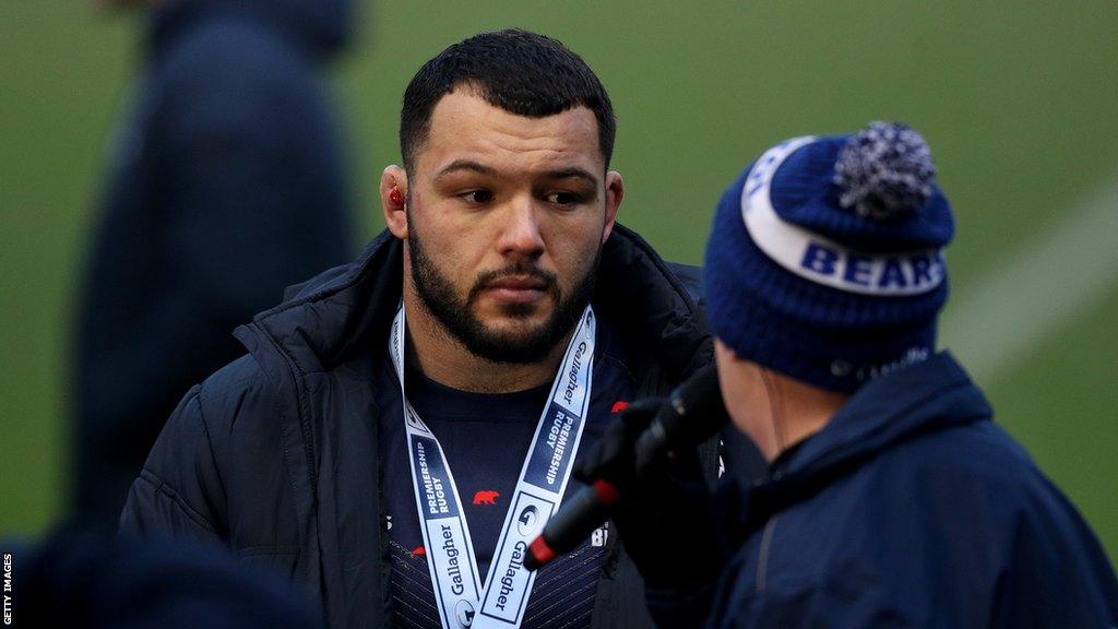 Ellis Genge with his player of the match medal on after the win over Gloucester