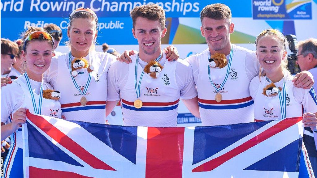 The GB mixed coxed four of Francesca Allen, Giedre Rakauskaite, Ed Fuller, Oliver Stanhope and cox Morgan Baynham-Williams at last year's World Championships