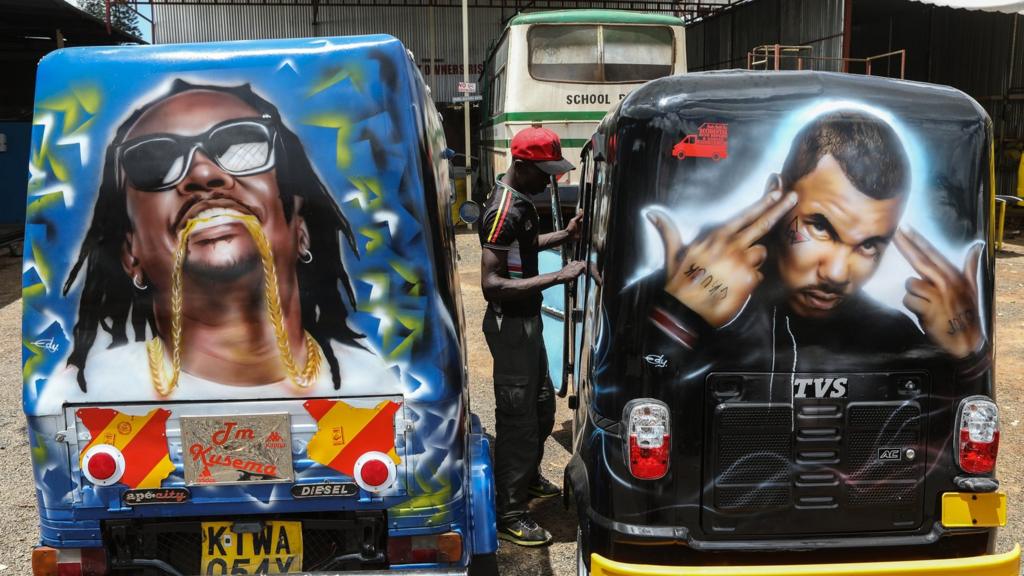 Matatus in Kenya.