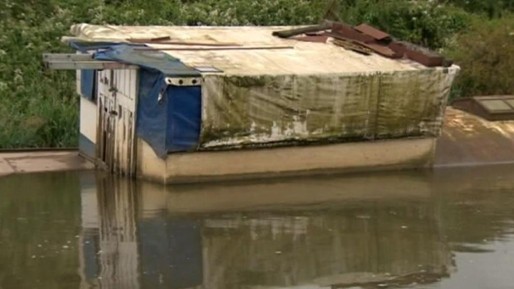 submerged boat