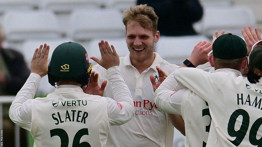 Nottinghamshire celebrate taking wicket