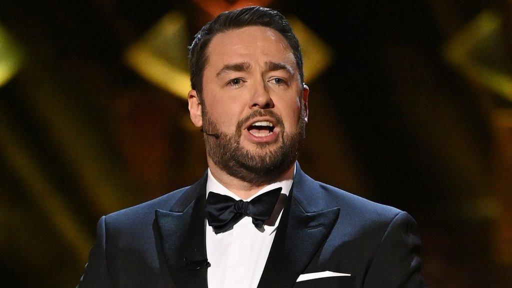 Jason Manford on stage at the Olivier Awards