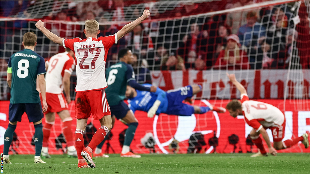 Bayern Munich score against Arsenal in the Champions League