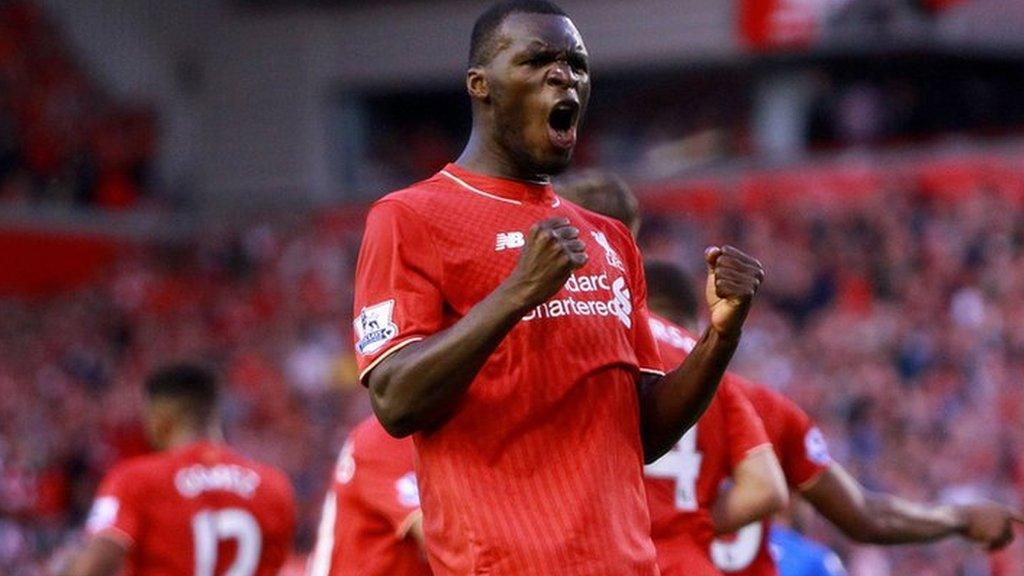 Christian Benteke celebrates scoring for Liverpool against Bournemouth