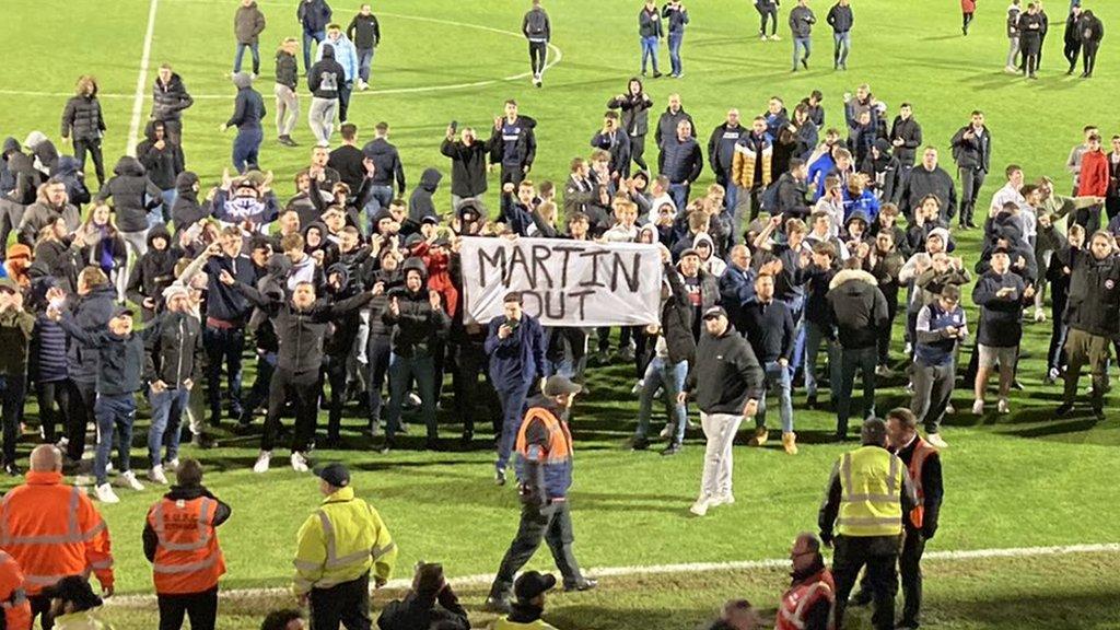 Southend United fans protest