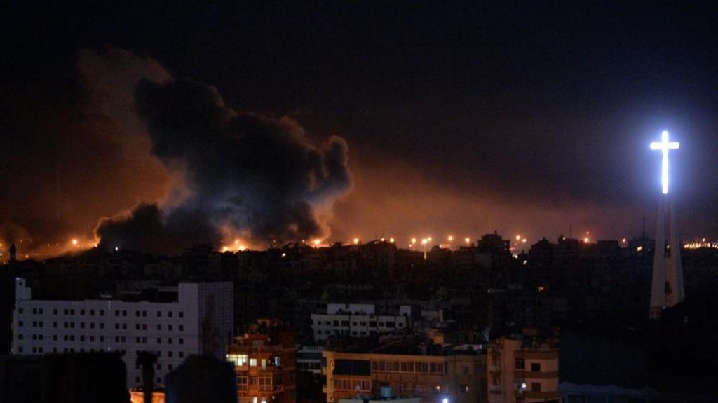 Smoke rising over southern Beirut