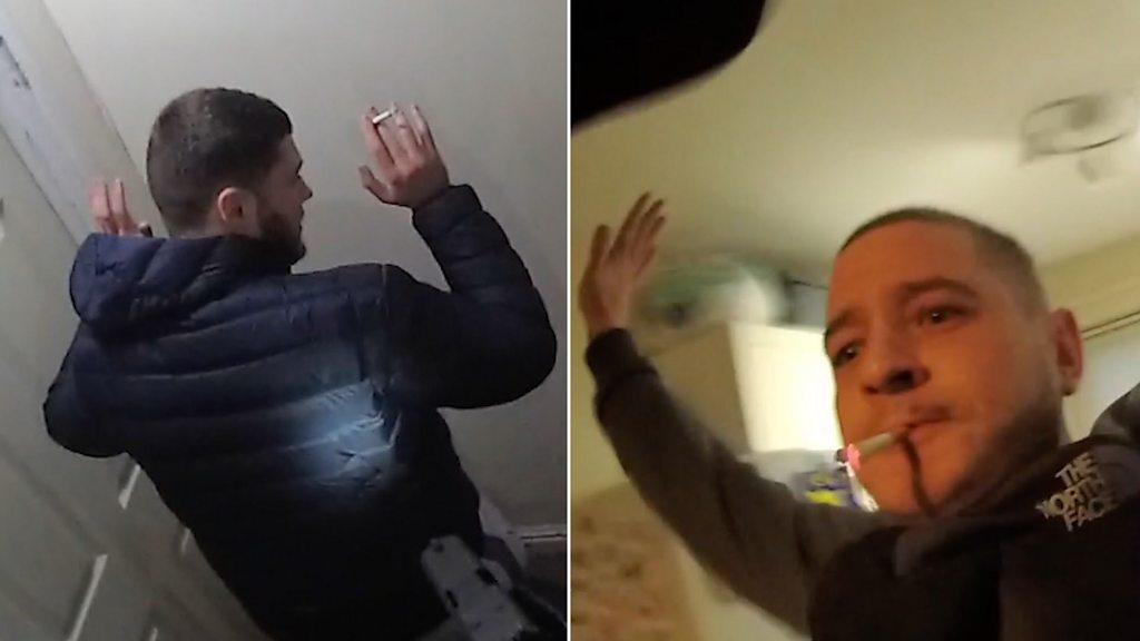 Footage shows Anthony Bennison, 25, and Nicholas Papworth, 33, being detained by officers.