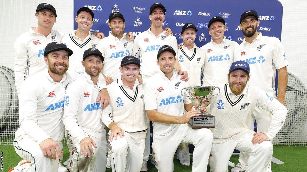 New Zealand with the Test series trophy