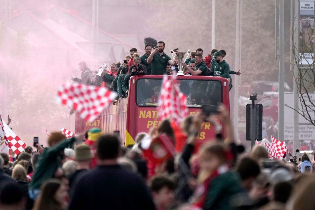 Wrexham AFC's open top bus parade after winning the National League 