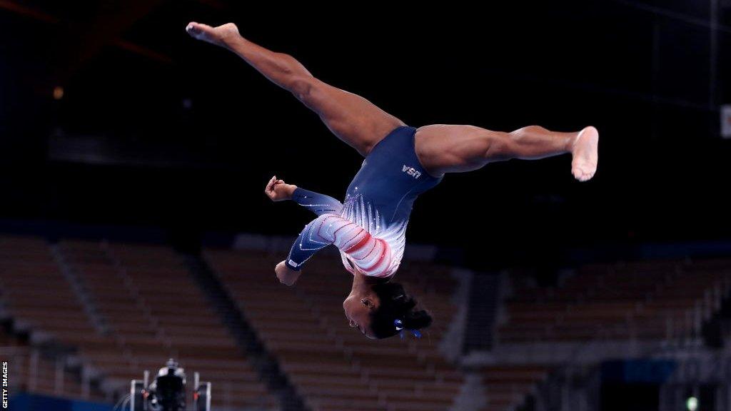 Simon Biles on the beam