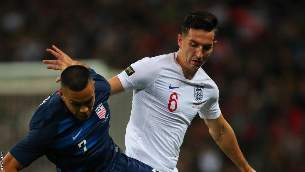 Lewis Dunk of England during the international friendly against the USA at Wembley in November 2018