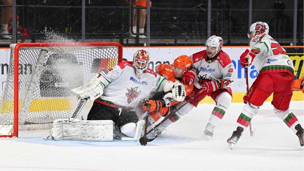 Tyler Wall in goal for Cardiff Devils