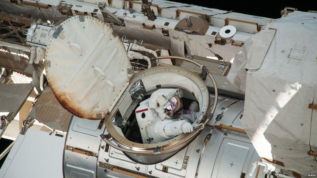 Astronaut exits the ISS