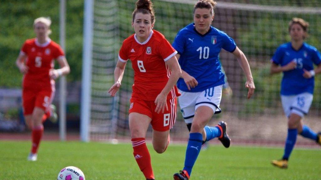 Wales' Angharad James in action against Italy