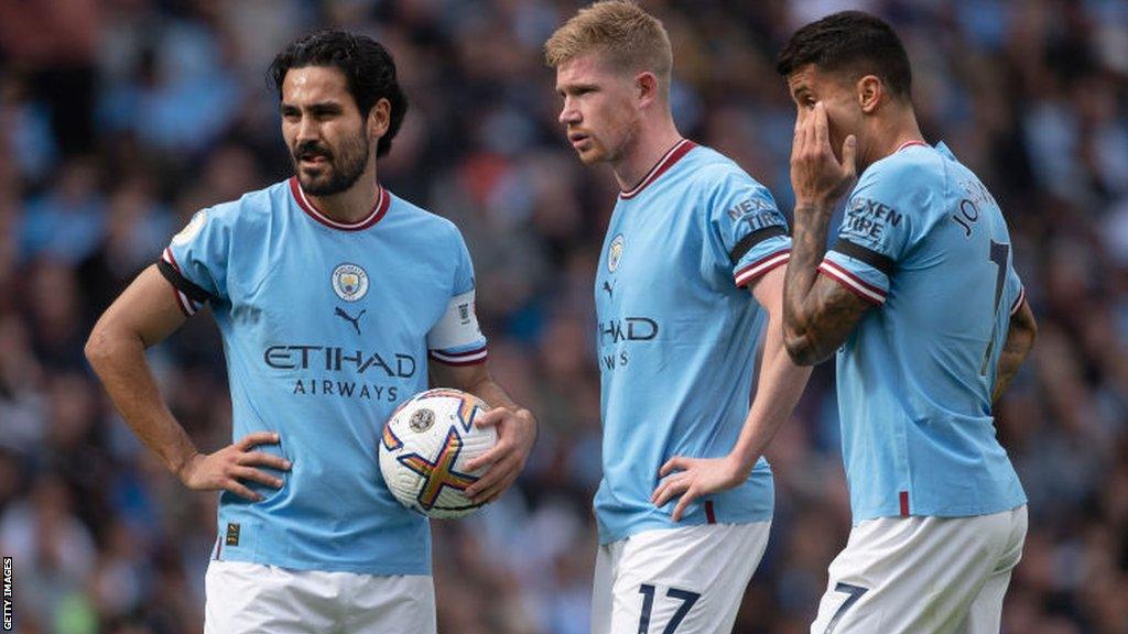 Ilkay Gundogan, Kevin de Bruyne and Joao Cancelo